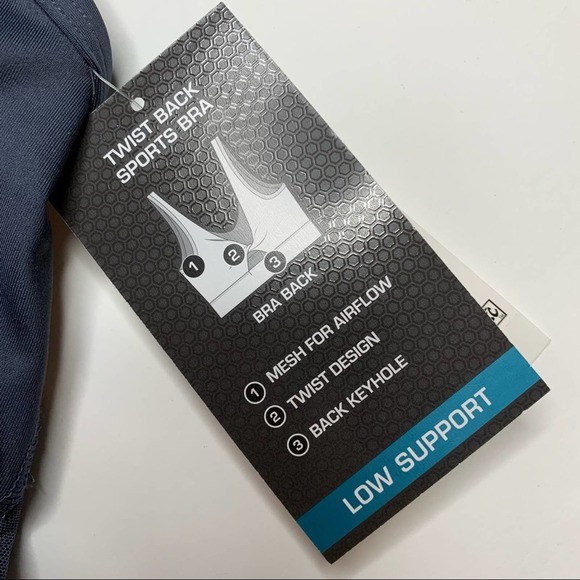 AVIA Twist Back Sports Bra Low Support Light Padding - Gray - NEW with tags! - Picture 7 of 8